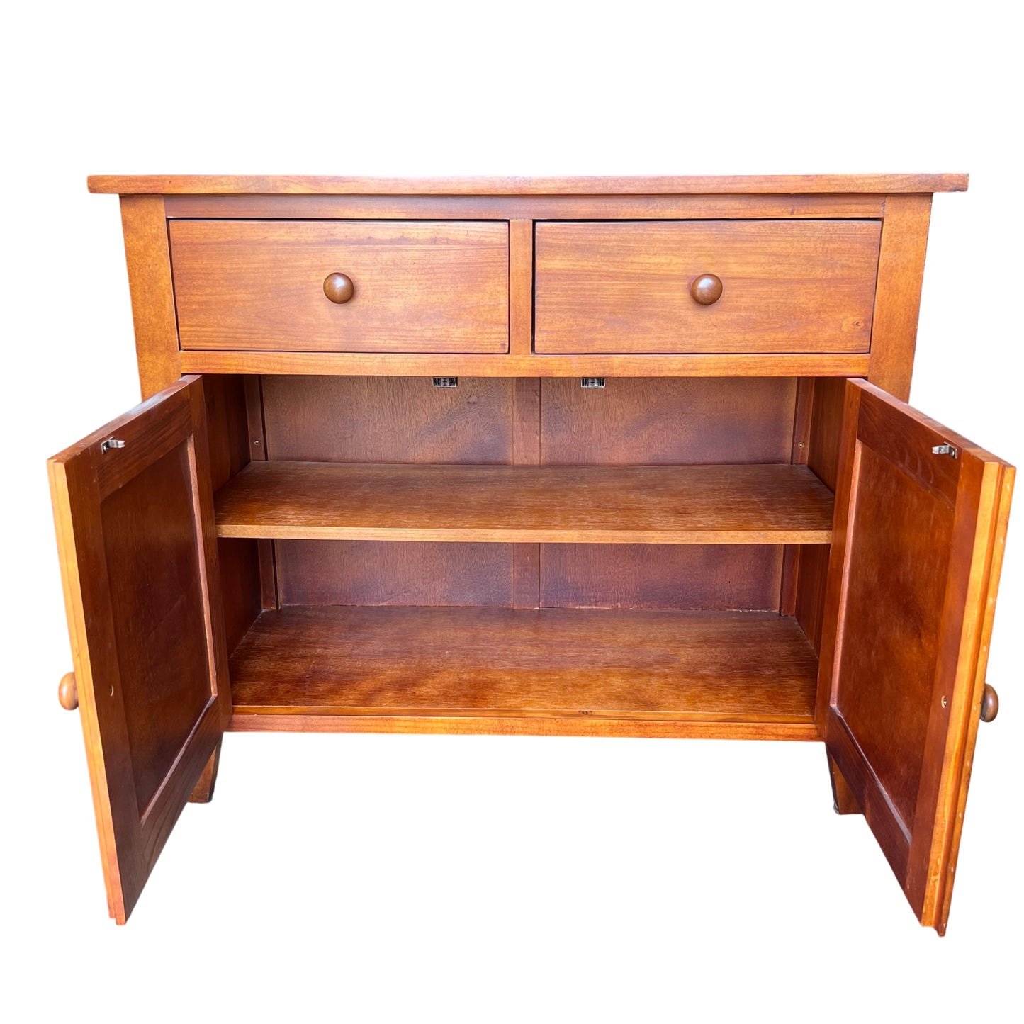 Solid wood Arts & Crafts cabinet in medium brown finish ideal for hallway storage