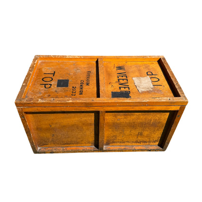 Pine storage chest converted from shipping crate with two internal compartments