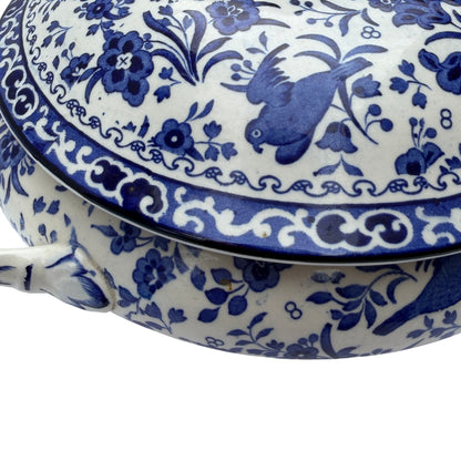 Detail of lid knob with painted circular decoration on Burleigh tureen