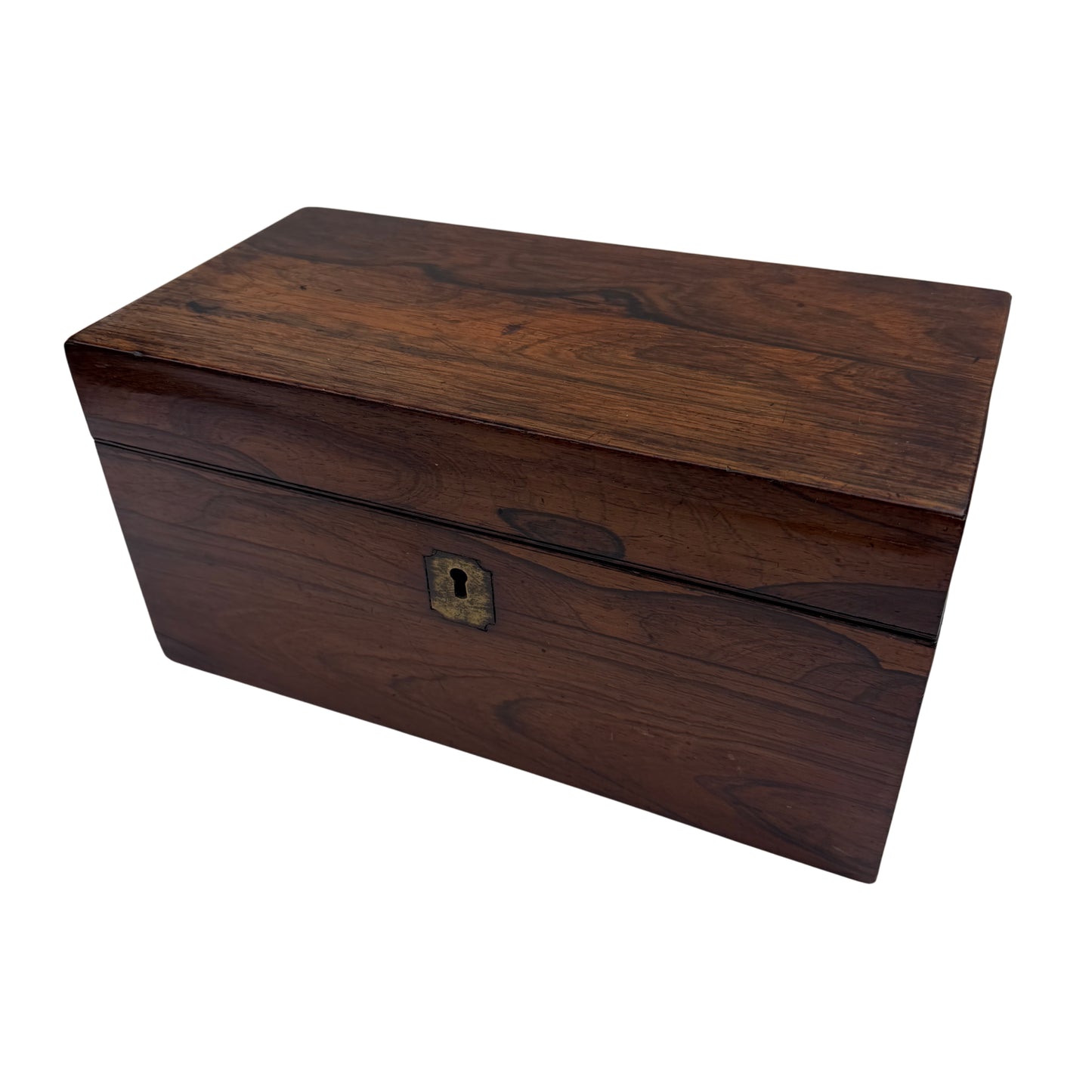 Interior compartments of Victorian tea caddy with velvet‑lined central well
