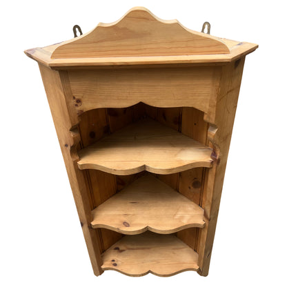 Slotted oak bottle shelves inside vintage oak wine cabinet