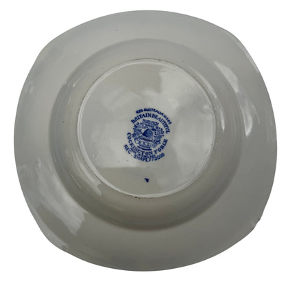 Two vintage ceramic soup bowls with pastoral scene and gilt edging