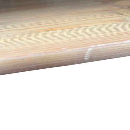 Rear view of pine bookcase showing vertical tongue and groove back panels