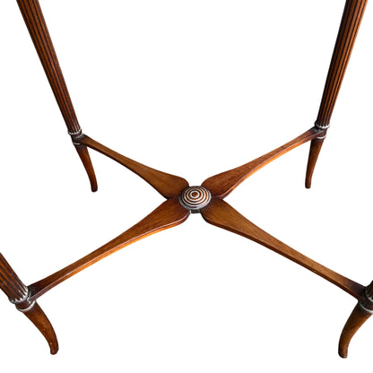 Detail of turned central X-stretcher and rosette on occasional table