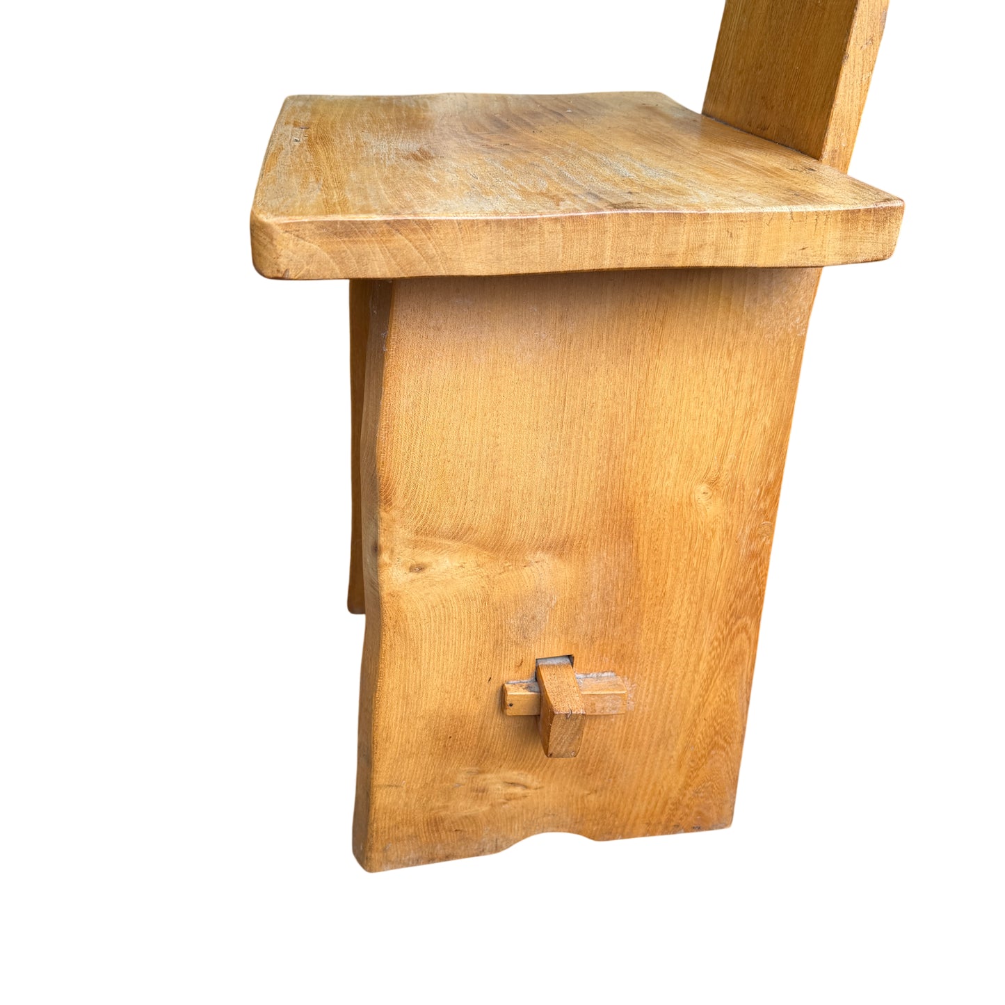 Pair of oak Arts & Crafts dining chairs showing pegged side joints
