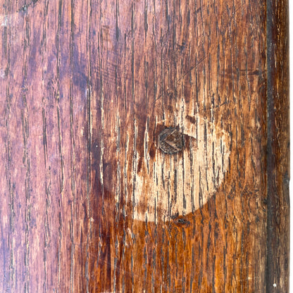 Solid oak occasional table showing plank top texture and finish