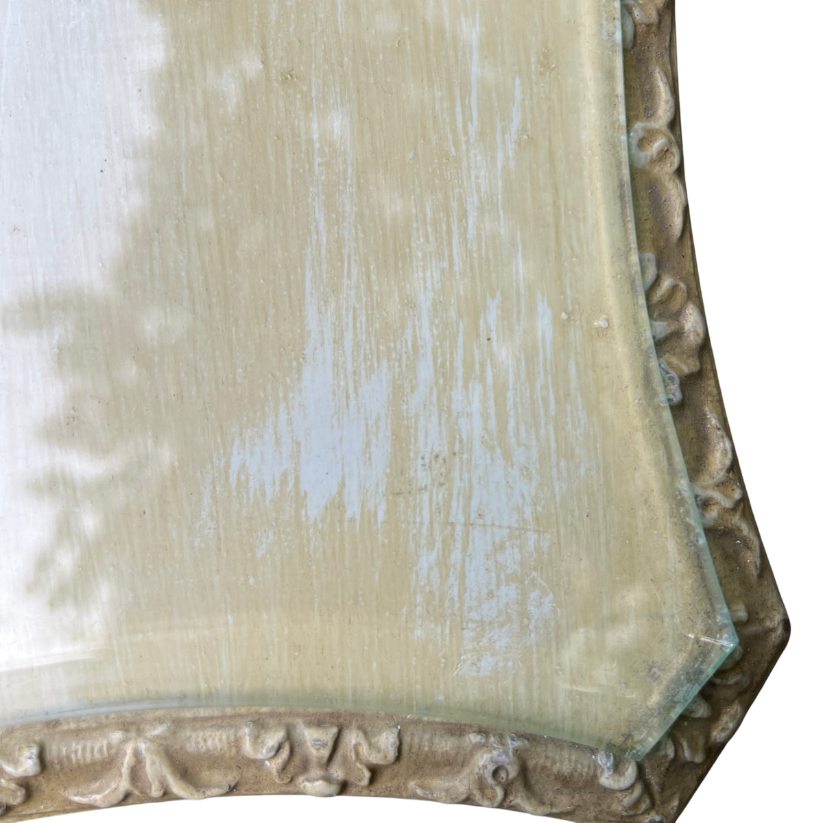 Worn painted finish with visible chips and scratches on bedside cabinet edges