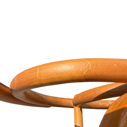 Detail of bentwood frame curve and runner on vintage rocking chair