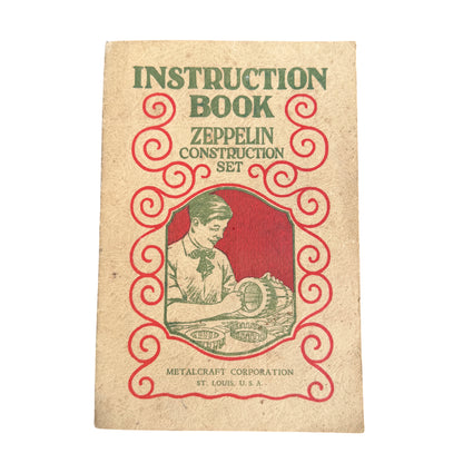 Original instruction booklet for Metalcraft Zeppelin construction set with illustrated cover