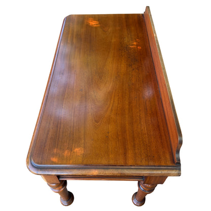 Top view showing raised rear gallery and wood top of Victorian console