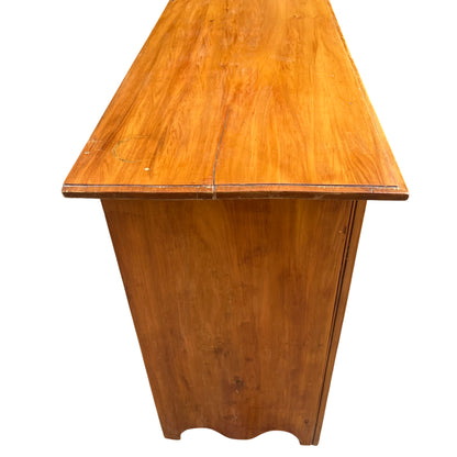 Side profile of solid pine chest of drawers showing joints and panels
