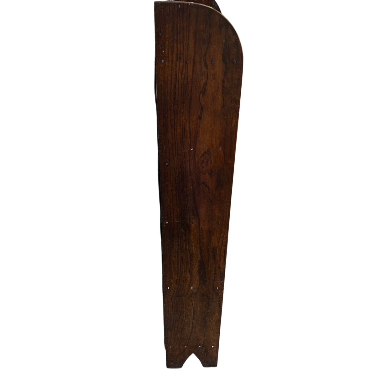 Rear and side view of oak bookcase showing simple flat back