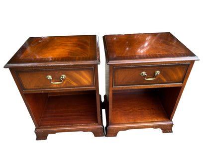 Vintage mahogany bedside table with single drawer and open shelf