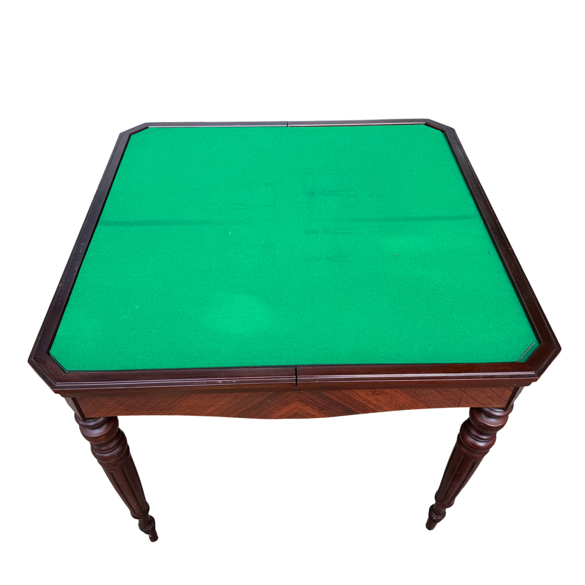 Table set outside showing removable gaming surfaces and overall profile