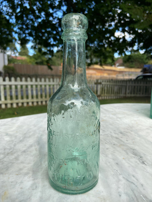 Fred Anderton Antique Aqua Blue Glass Bottle - Vintage Glass BottleThe Furniture Recycling ShopBottle