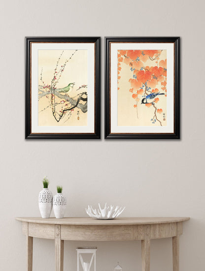 c 1910 garden birds ohara koson in size 38 x 50cm - glass-fronted framed wall art print with solid wood frame, a beautiful addition to stylish homes