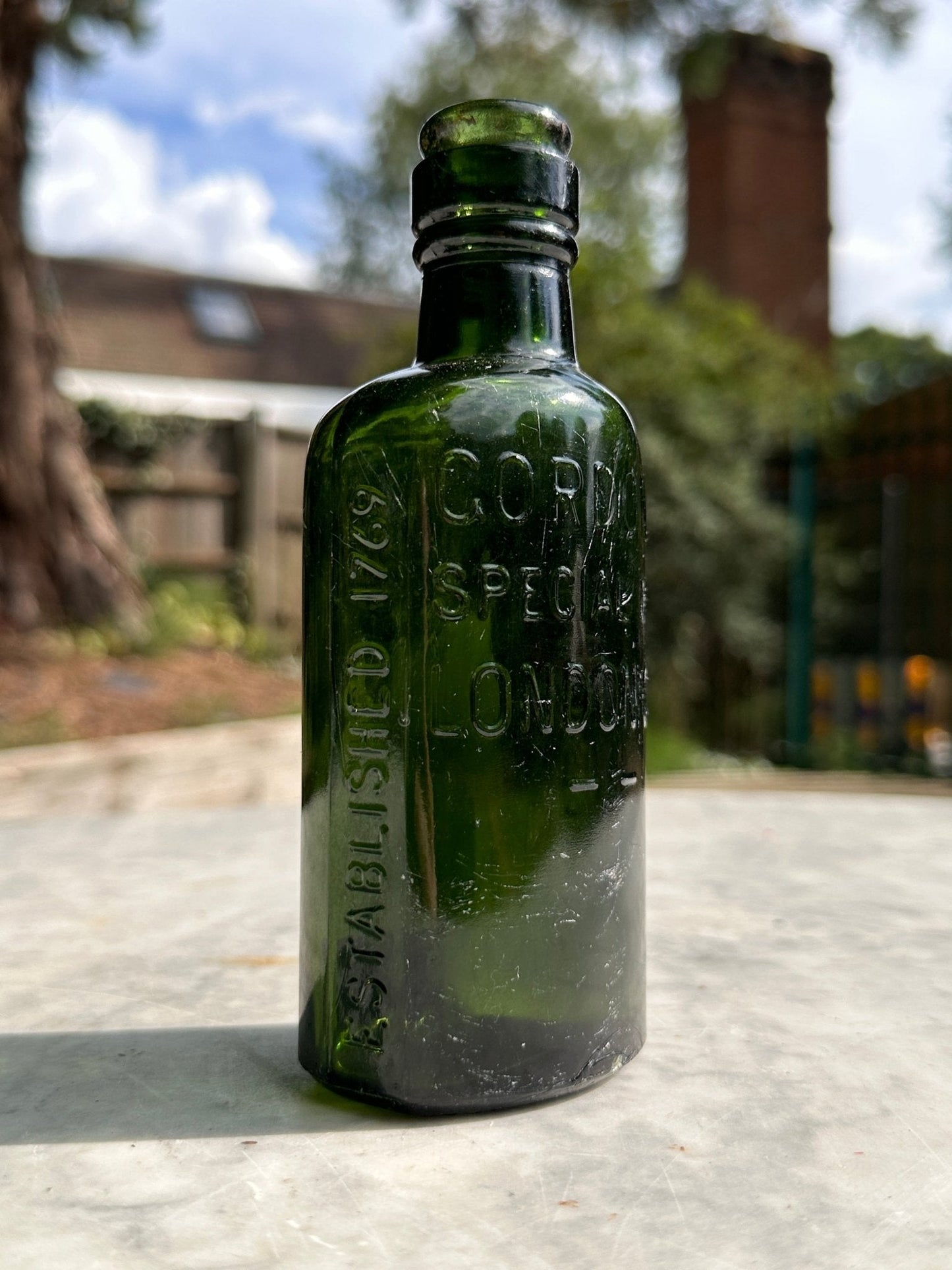 Gordons Antique Green Glass Bottle - Vintage Glass BottleThe Furniture Recycling ShopBottle