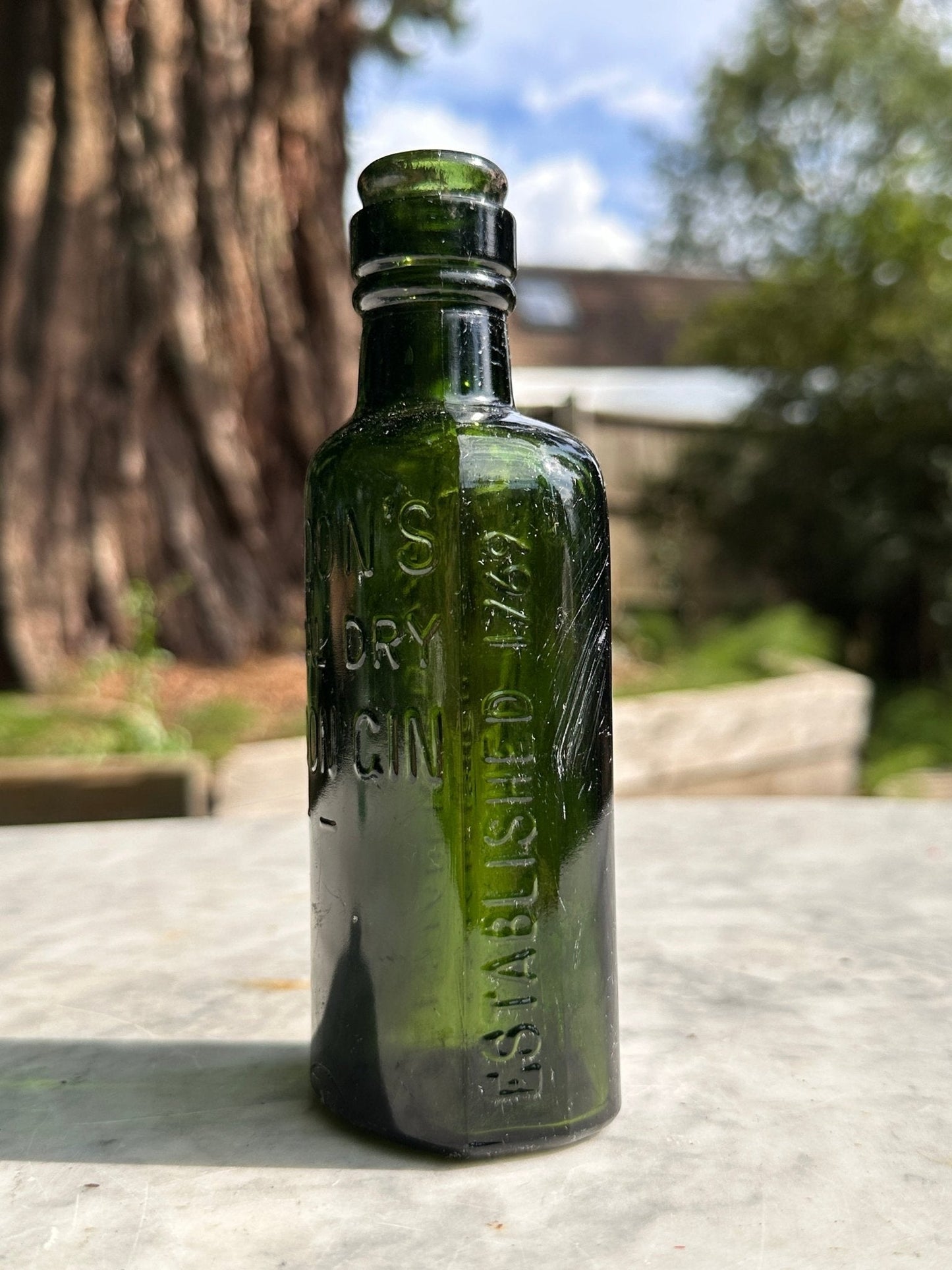 Gordons Antique Green Glass Bottle - Vintage Glass BottleThe Furniture Recycling ShopBottle