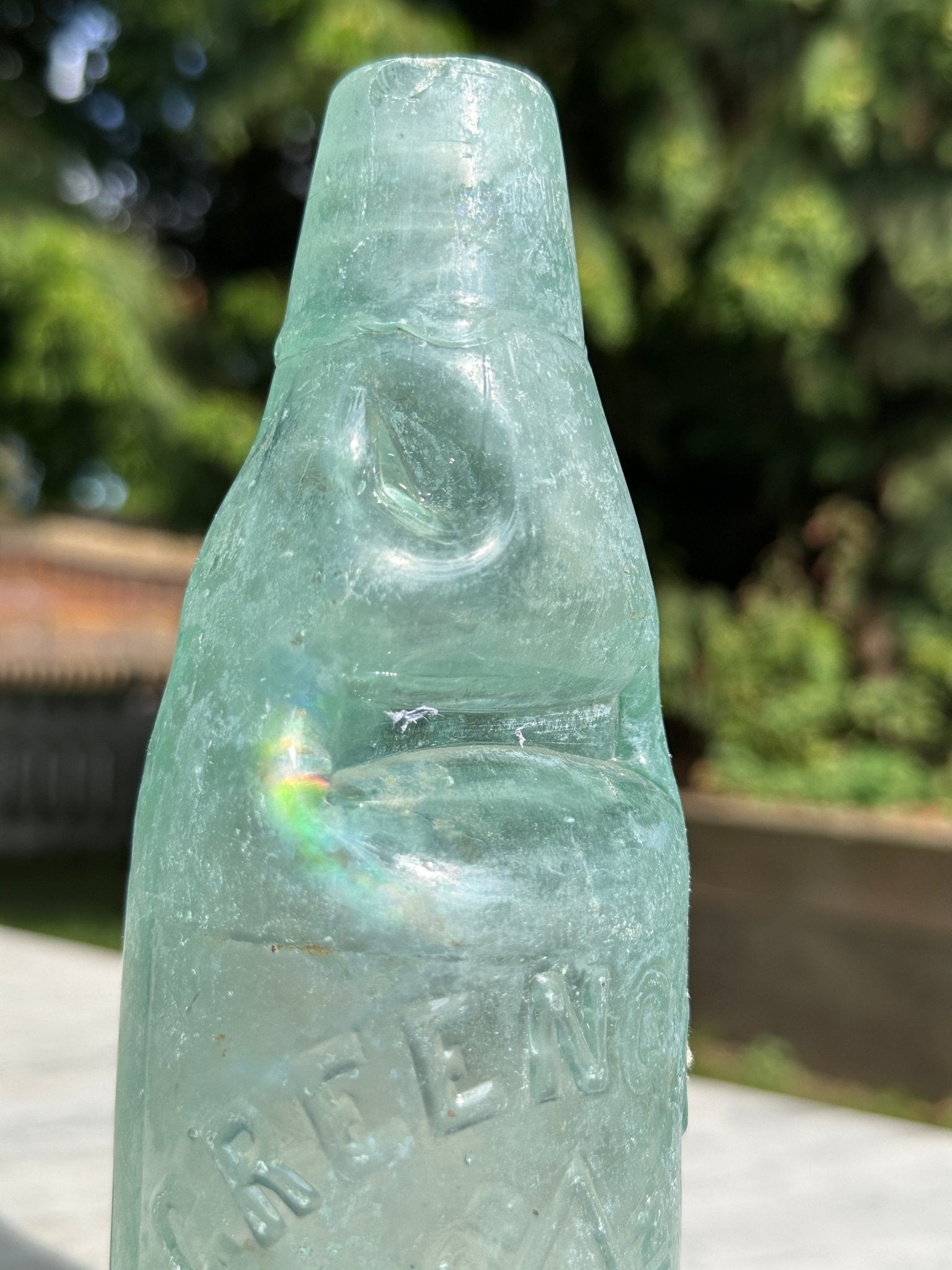 Greenoaf Antique Aqua Blue Glass Bottle - Vintage Glass BottleThe Furniture Recycling ShopBottle