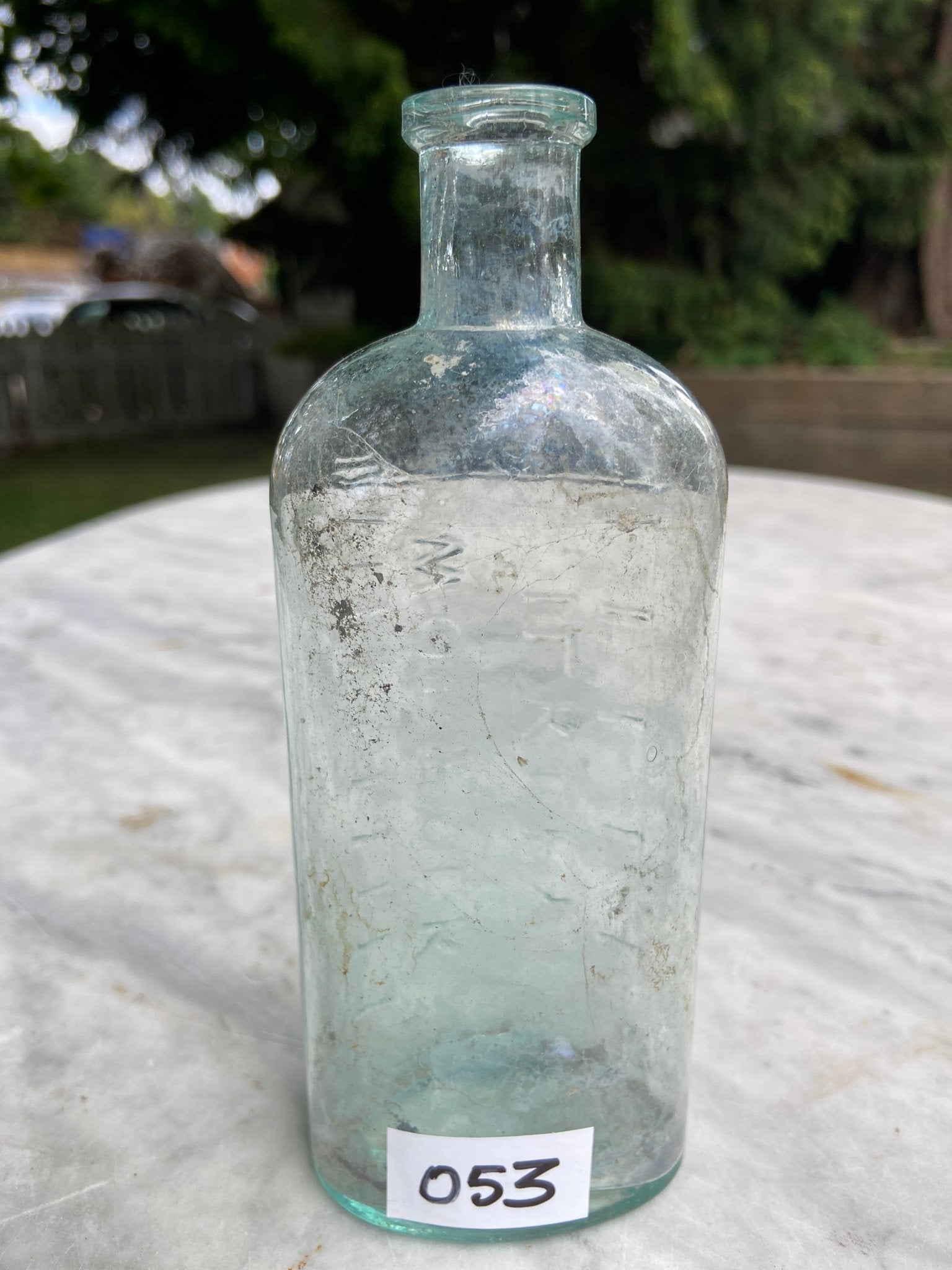 G.W. Worfolk Chemist, Ilkley Antique Aqua Blue Glass Bottle - Vintage Glass BottleThe Furniture Recycling ShopBottle