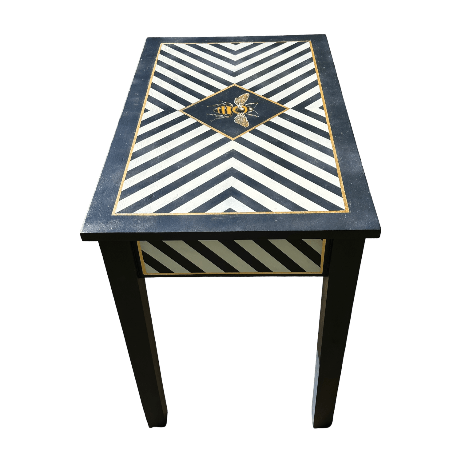 Hand Painted Single Draw Console/Hall/Writing Table With Hand Painted Fine Art Bee.The Furniture Recycling Shop