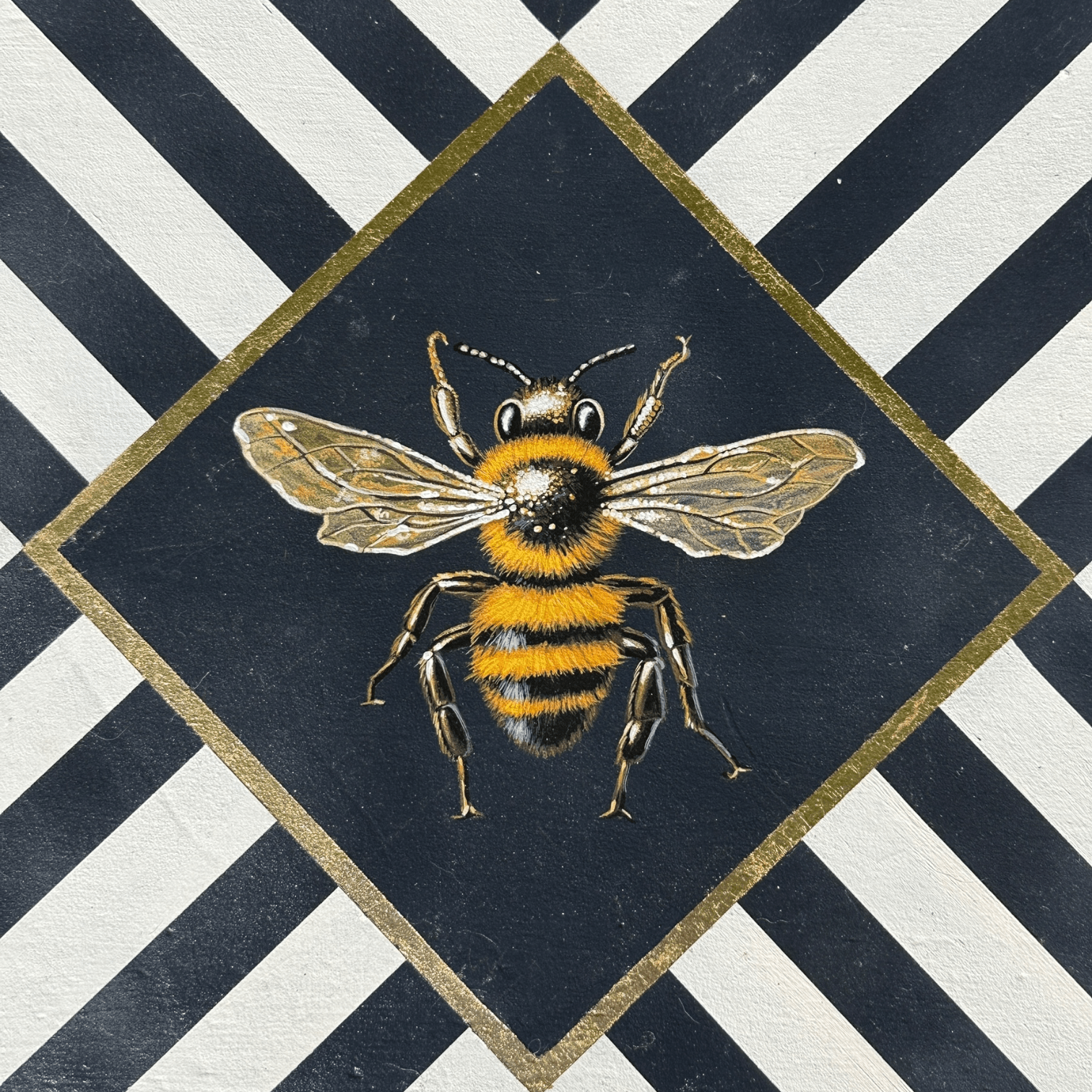 Hand Painted Single Draw Console/Hall/Writing Table With Hand Painted Fine Art Bee.The Furniture Recycling Shop