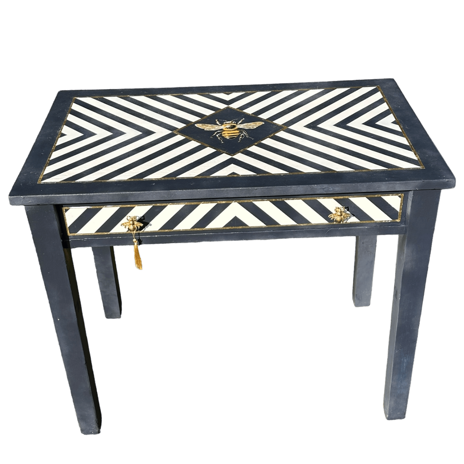 Hand Painted Single Draw Console/Hall/Writing Table With Hand Painted Fine Art Bee.The Furniture Recycling Shop
