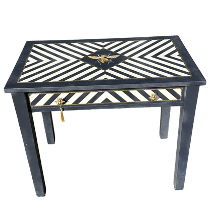 Hand Painted Single Draw Console/Hall/Writing Table With Hand Painted Fine Art Bee.The Furniture Recycling Shop