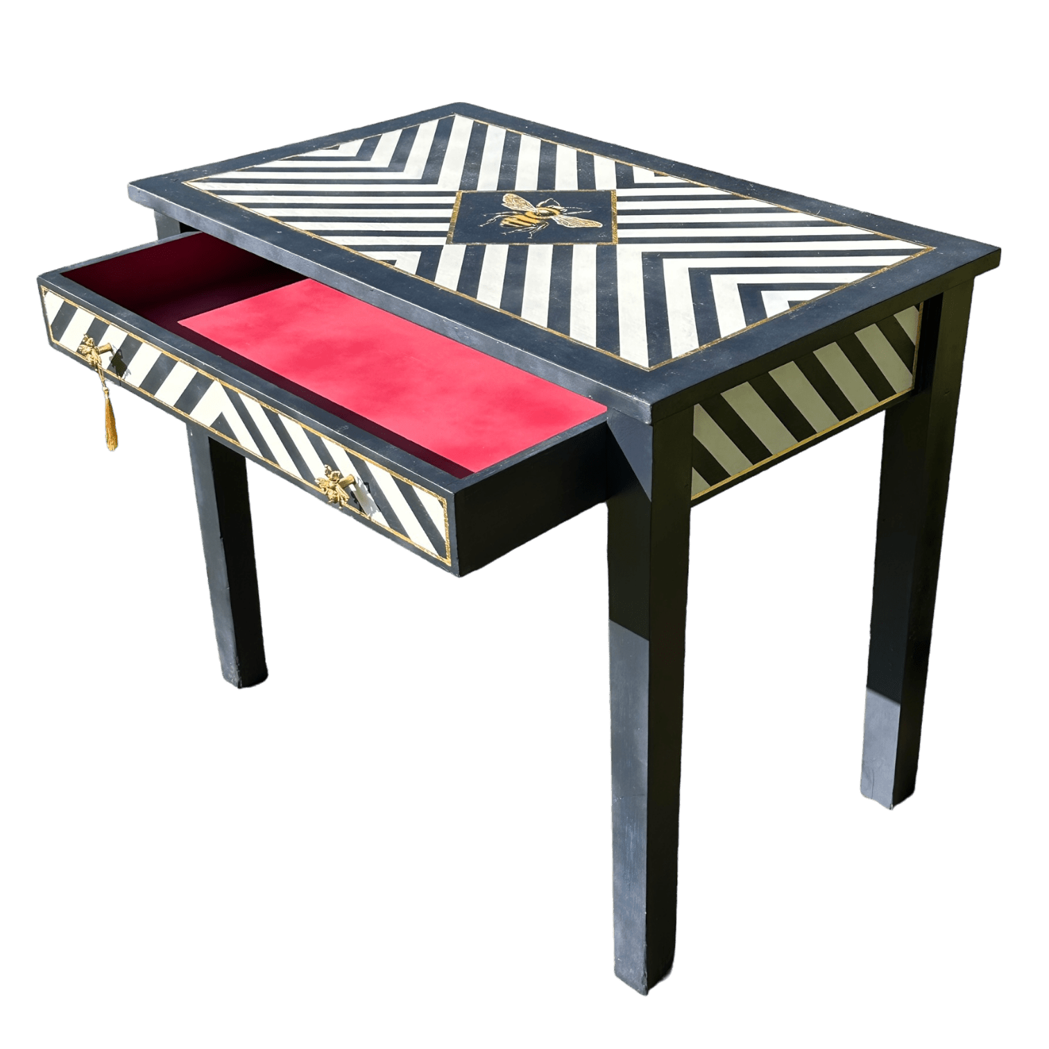 Hand Painted Single Draw Console/Hall/Writing Table With Hand Painted Fine Art Bee.The Furniture Recycling Shop