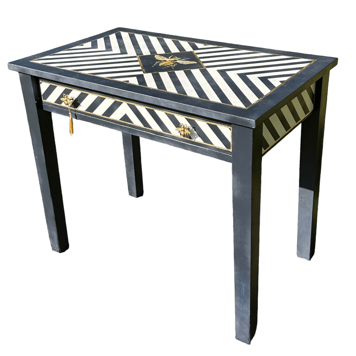 Hand Painted Single Draw Console/Hall/Writing Table With Hand Painted Fine Art Bee.The Furniture Recycling Shop