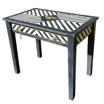 Hand Painted Single Draw Console/Hall/Writing Table With Hand Painted Fine Art Bee.The Furniture Recycling Shop
