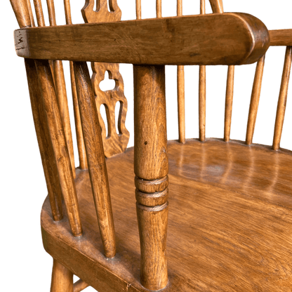 Handcrafted Vintage Wooden Rocking Chair with Spindle Fiddle BackThe Furniture Recycling Shop
