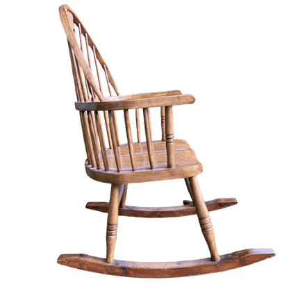 Handcrafted Vintage Wooden Rocking Chair with Spindle Fiddle BackThe Furniture Recycling Shop