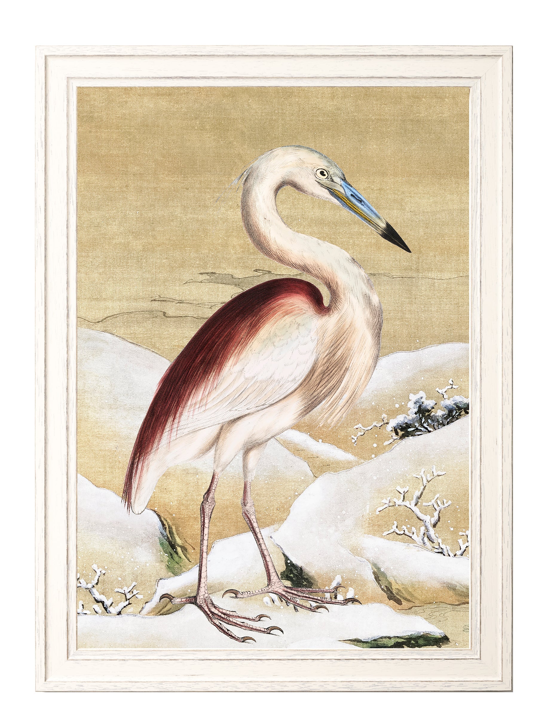 heron set of 2 prints ram das - premium glass-fronted framed art print with solid wood frame, ideal for modern interiors