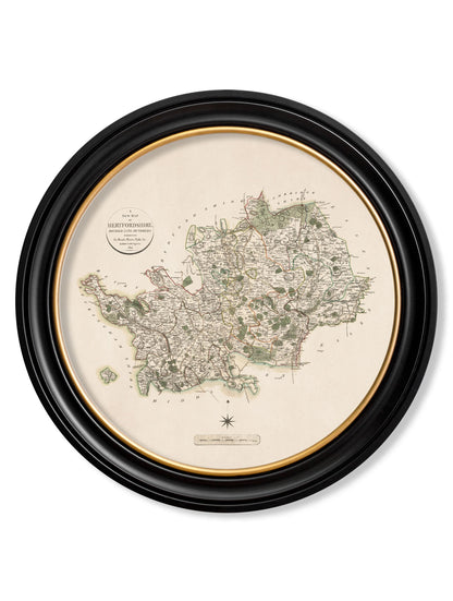 of c 1806 county maps of england round in size 70 x 70cm - glass-fronted framed wall art print with solid wood frame, a beautiful addition to stylish homes