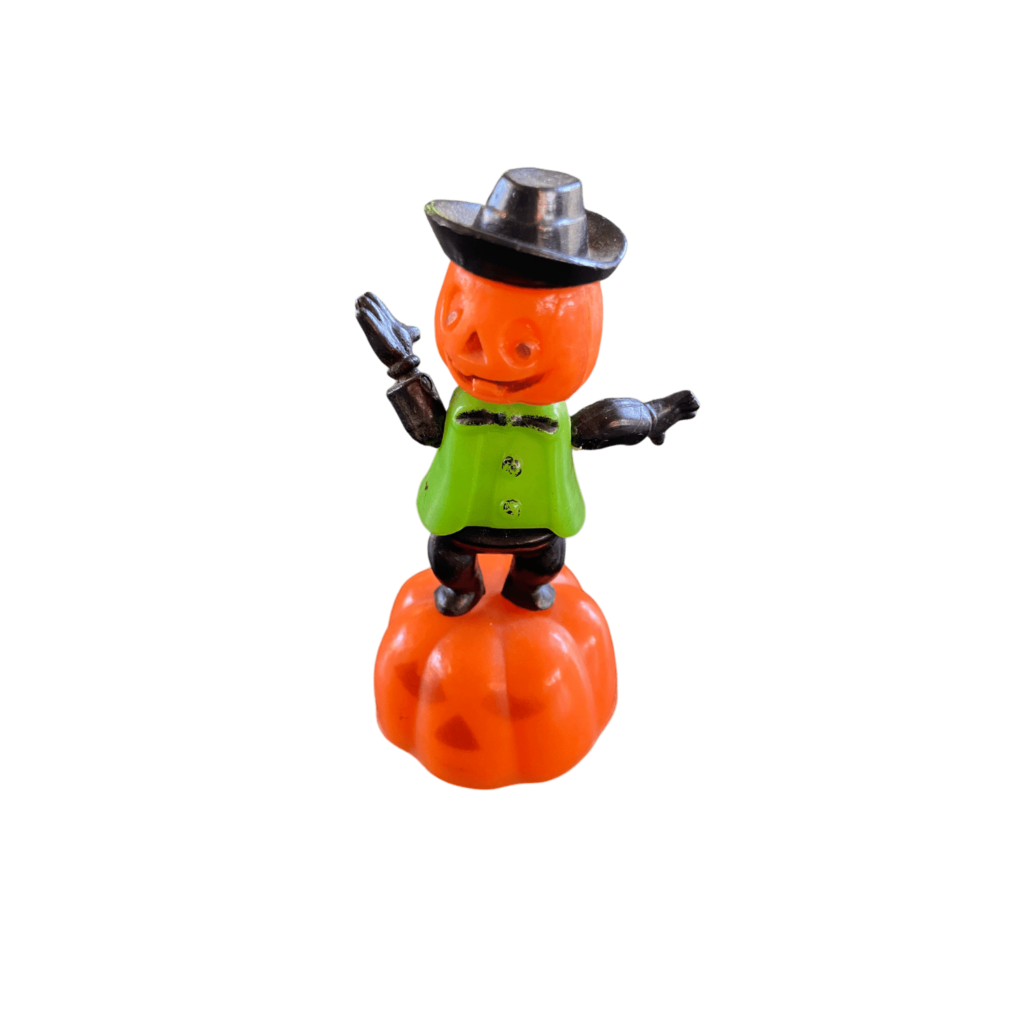 Highly Collectable and Rare 1960's Halloween 'Fun World Inc ' No: 9410 New York Toy Pumpkin Jack O'Lantern Figure in Hat Push Puppet Toy Made in Hong KongThe Furniture Recycling ShopHalloween Fun