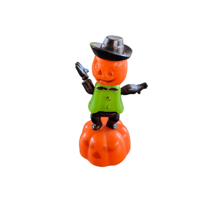 Highly Collectable and Rare 1960's Halloween 'Fun World Inc ' No: 9410 New York Toy Pumpkin Jack O'Lantern Figure in Hat Push Puppet Toy Made in Hong KongThe Furniture Recycling ShopHalloween Fun