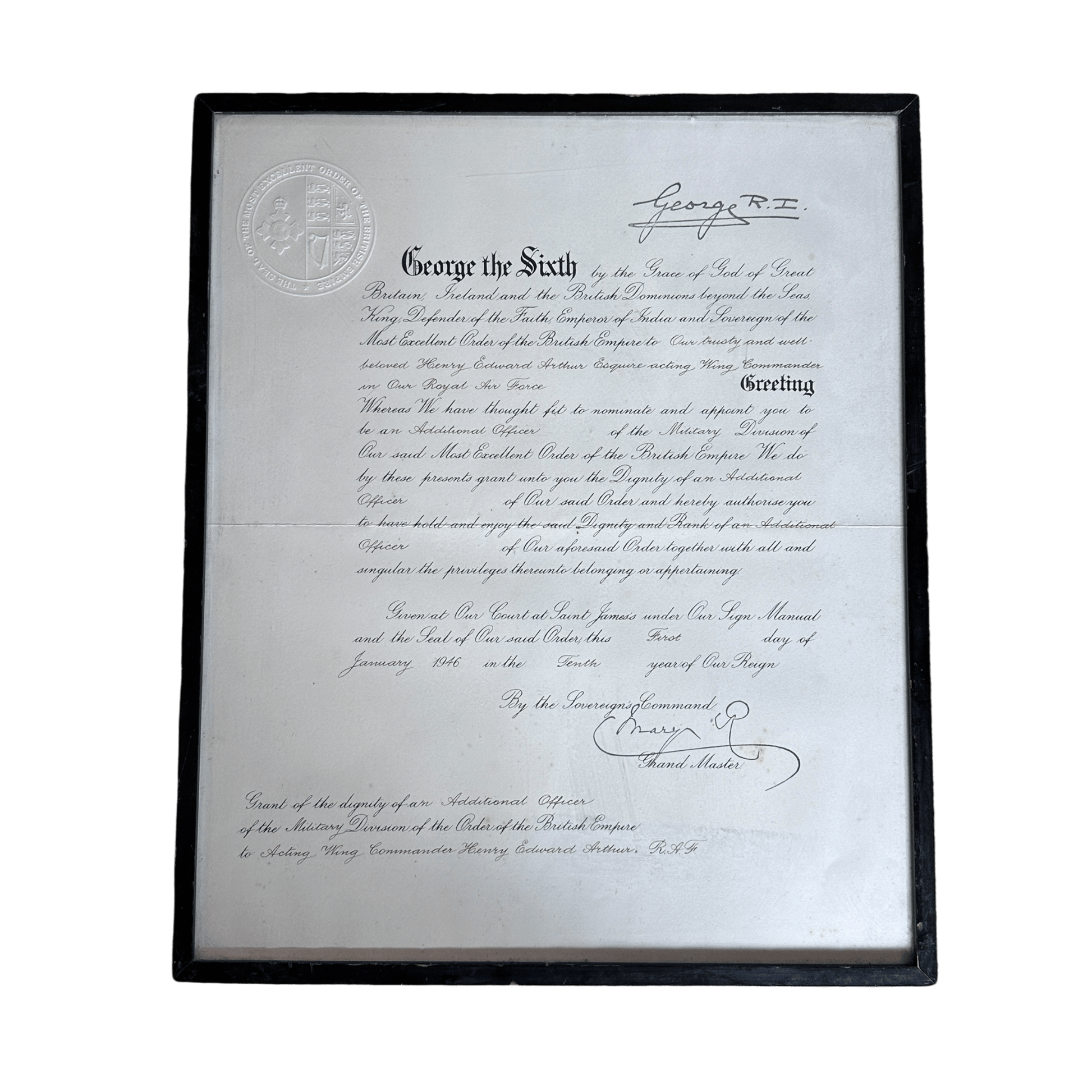 Historical British Royal Document Replica Picture: Appointment of an Officer in the Order of the British Empire, January 1976The Furniture Recycling Shop