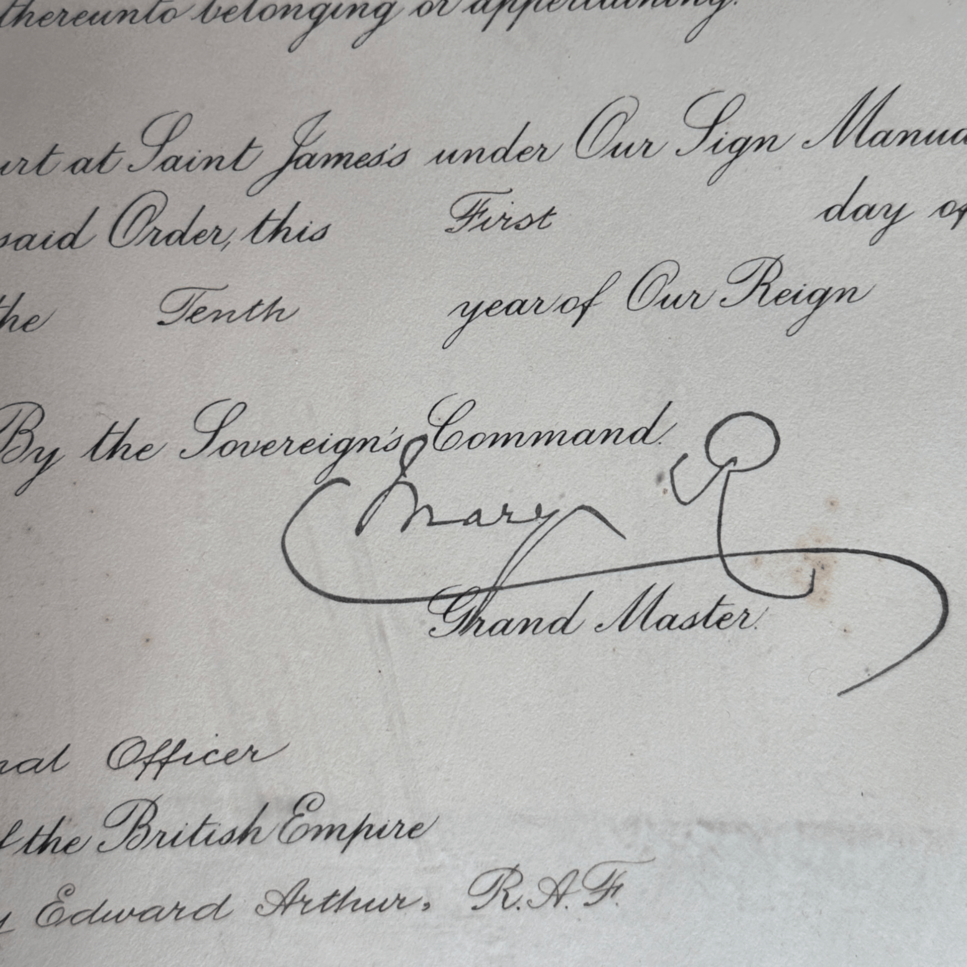 Historical British Royal Document Replica Picture: Appointment of an Officer in the Order of the British Empire, January 1976The Furniture Recycling Shop