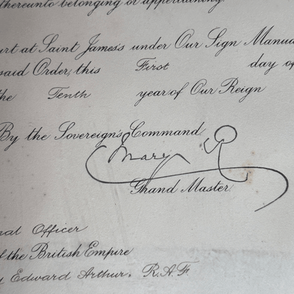 Historical British Royal Document Replica Picture: Appointment of an Officer in the Order of the British Empire, January 1976The Furniture Recycling Shop