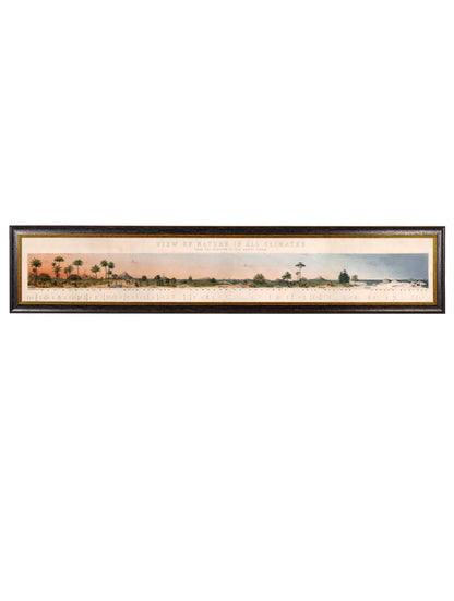 c.1852 View of Nature in all Climates - From the Equator to the Arctic Circle in size 295 x 60cm - glass-fronted framed wall art print with solid wood frame, designed for high-end interior design