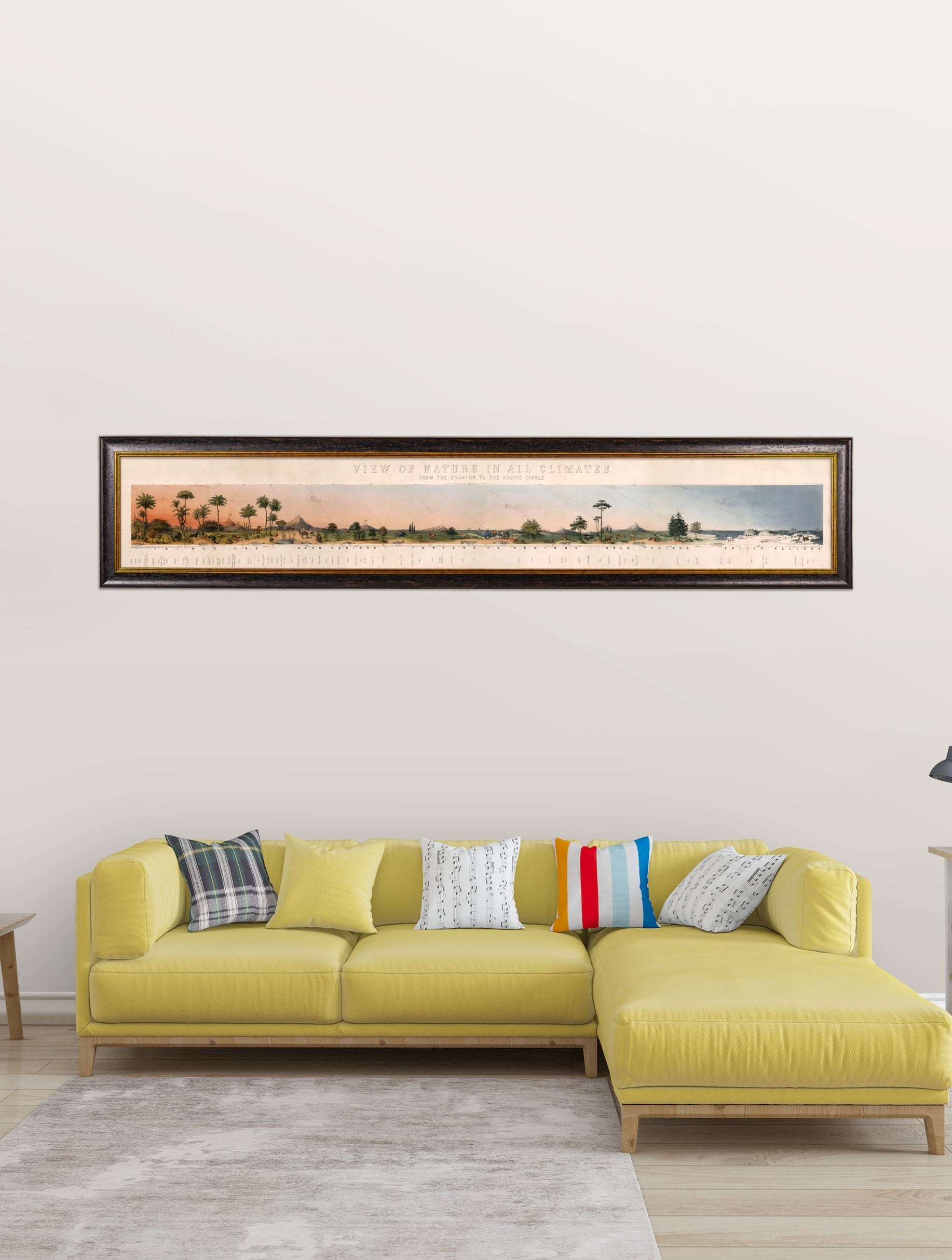 c 1852 view of nature in all climates from the equator to the arctic circle in size 210 x 43 cm - glass-fronted framed wall art print with solid wood frame, perfect for luxury home decor