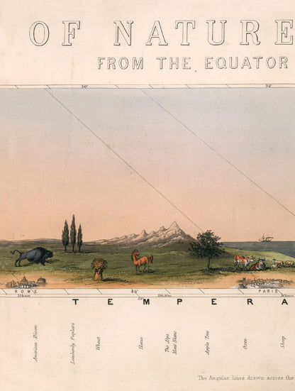 c 1852 view of nature in all climates from the equator to the arctic circle - premium glass-fronted framed art print with solid wood frame, perfect for statement wall decor