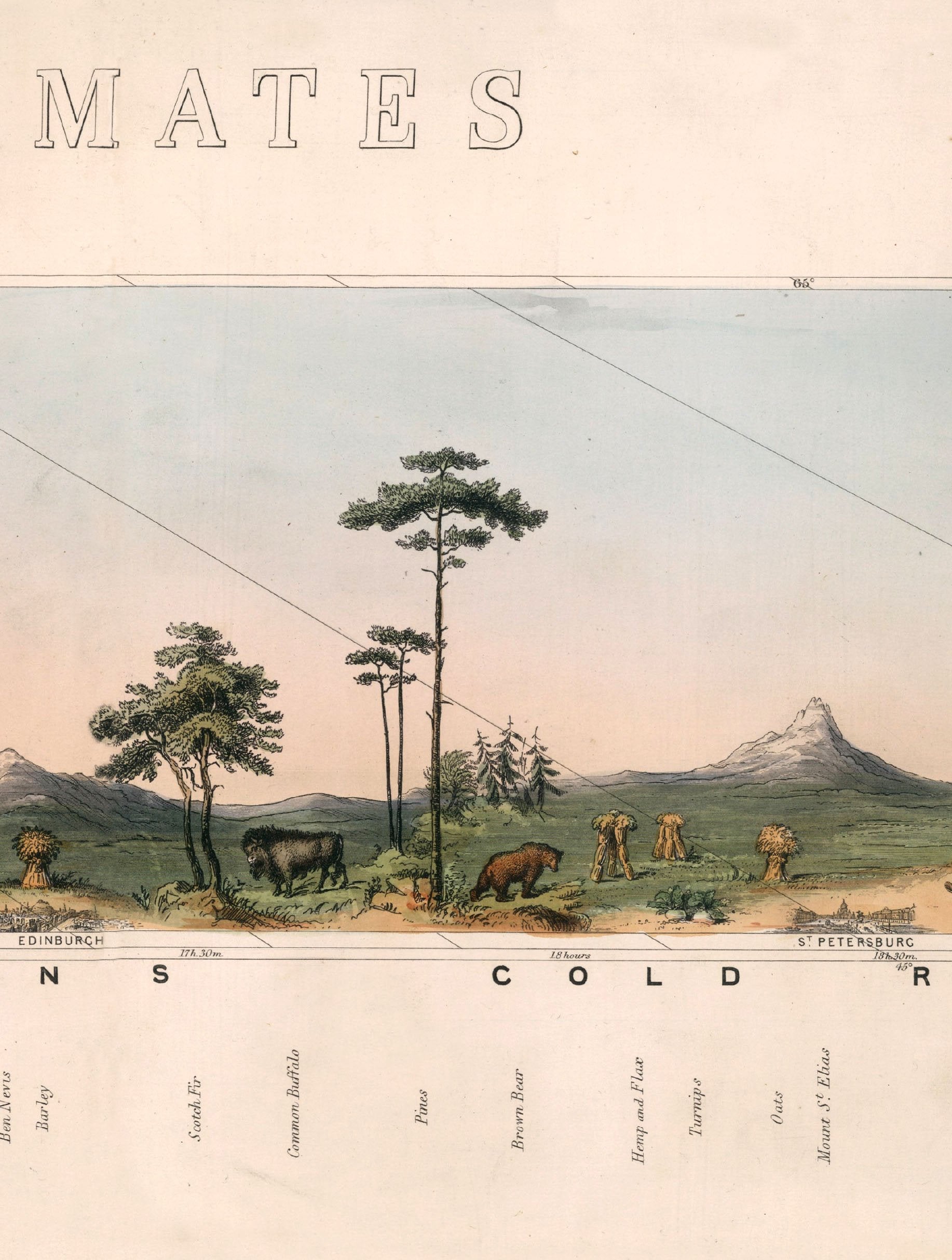 c 1852 view of nature in all climates from the equator to the arctic circle - premium glass-fronted framed art print with solid wood frame, ideal for contemporary home styling