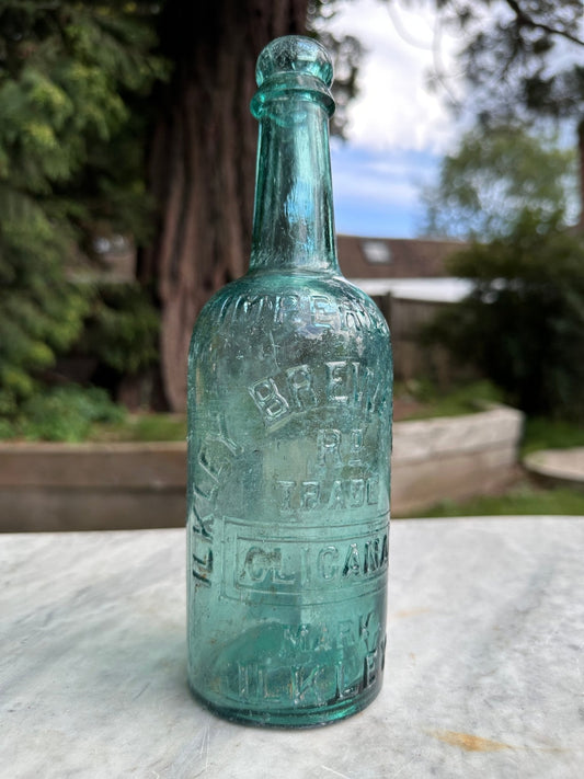 Ilkley Brewery Antique Aqua Blue Glass Bottle - Vintage Glass BottleThe Furniture Recycling ShopBottle