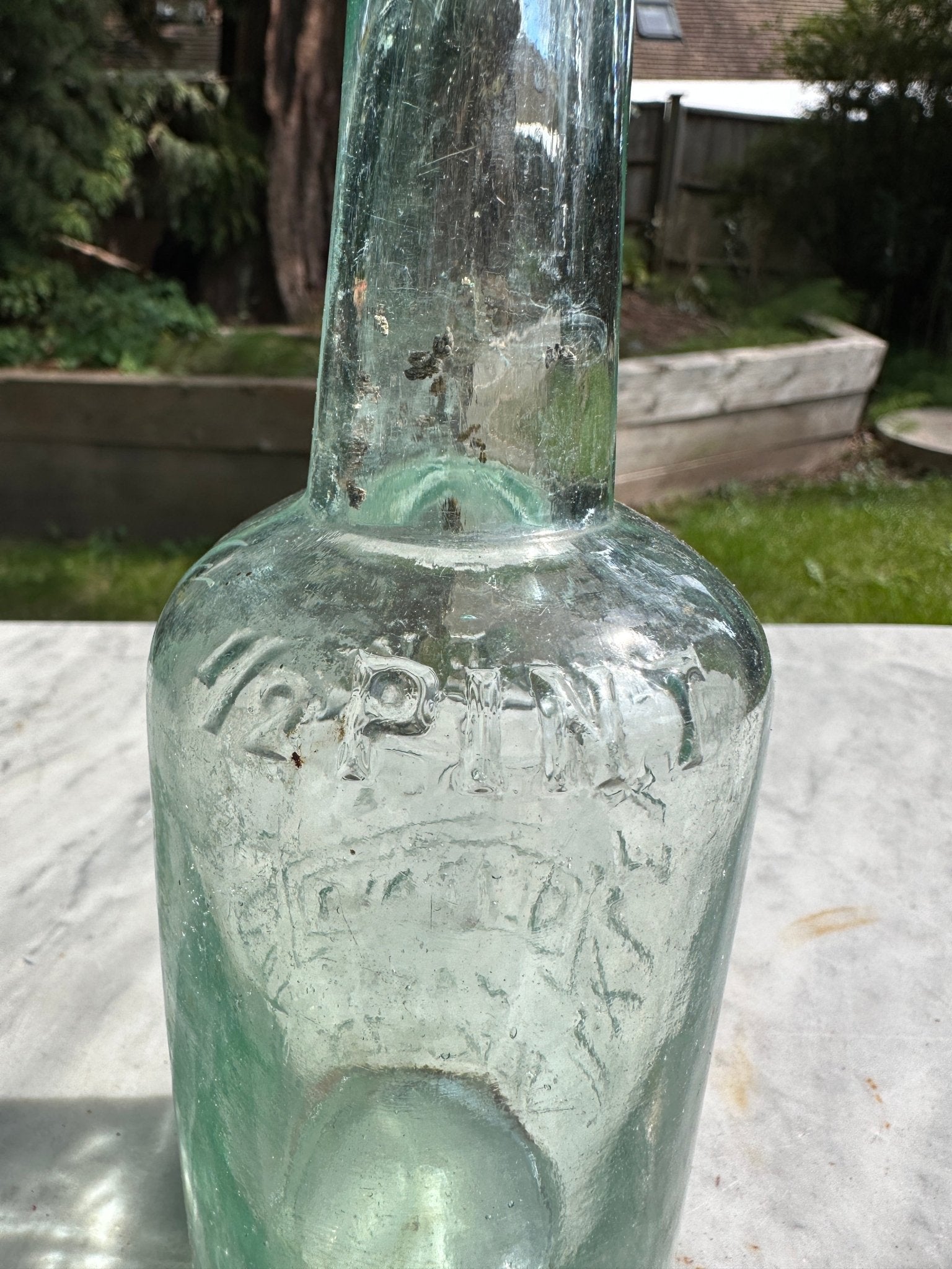 Ilkley Brewery Antique Clear Aqua Glass Bottle - Collectable Glass BottleThe Furniture Recycling ShopBottle