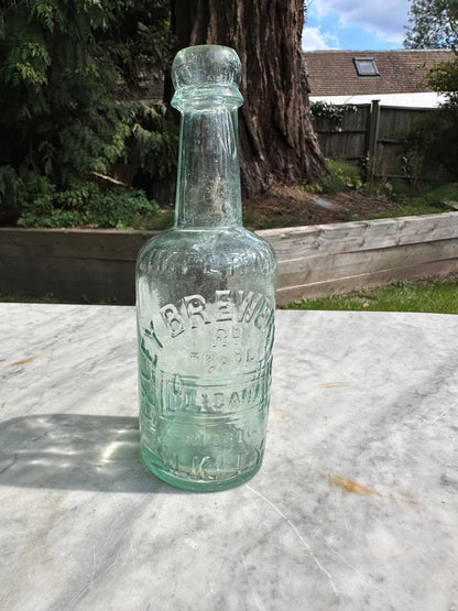 Ilkley Brewery Antique Clear Aqua Glass Bottle - Collectable Glass BottleThe Furniture Recycling ShopBottle