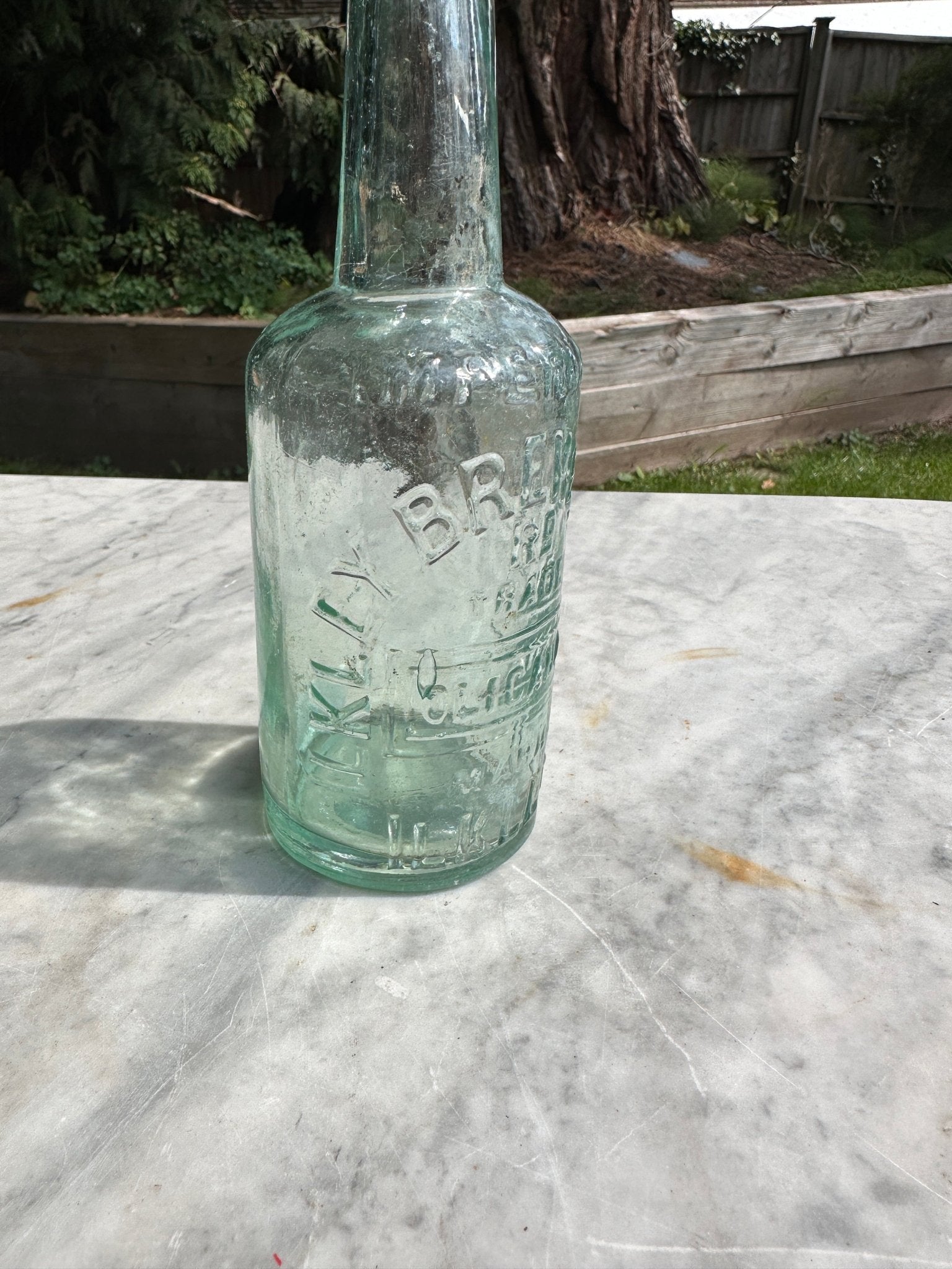 Ilkley Brewery Antique Clear Aqua Glass Bottle - Collectable Glass BottleThe Furniture Recycling ShopBottle