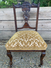 Load image into Gallery viewer, Victorian Mahogany Carved Upholstered Bedroom Chair On Castors
