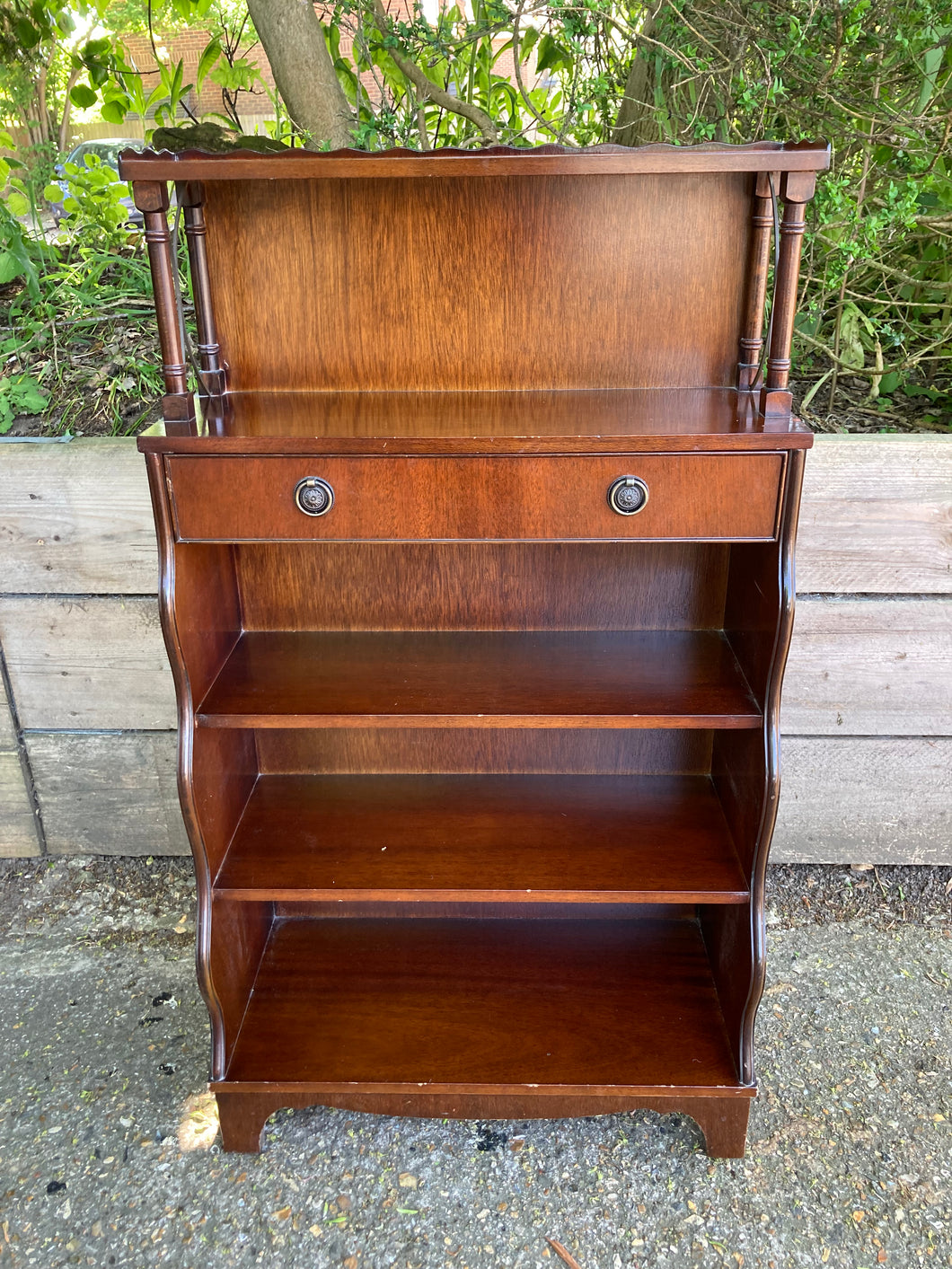 Solid Mahogany Waterfall Book Case With A Drawer